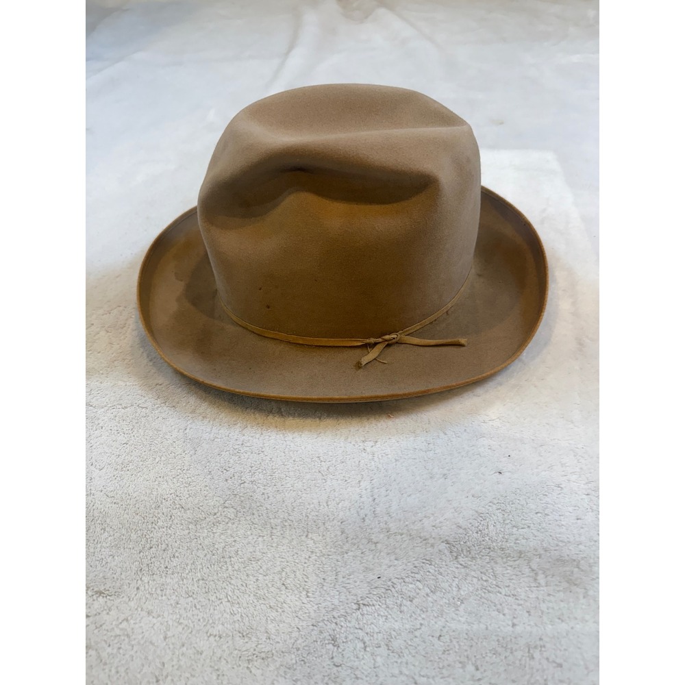 Borsalino Alessandria Vintage Fur Felt Fedora Hat Taupe Brown Made in Italy